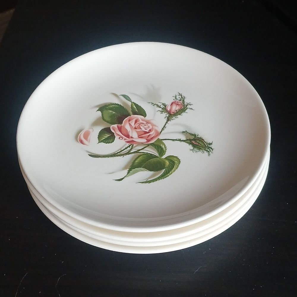 Set of 2 Vintage 50's Universal Ballerina Moss Rose 7" Plate Union Made USA
